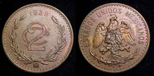 MEXICO 1939 2 Centavos Ch AU - Picture 1 of 1