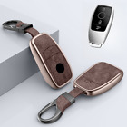 Aluminum Alloy Leather Car Key Case Cover For Benz A B C E G S Glc Cls Cla Eqc