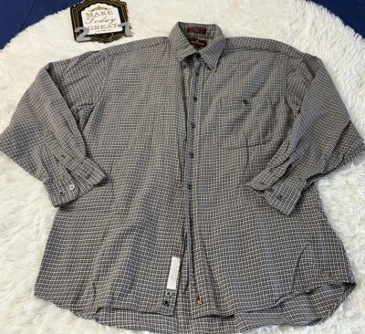 CAMISA MASCULINA NORDSTROM AZUL-BEGE XADREZ FLANELA BOTÃO PARA BAIXO TAMANHO G - Imagem 1 de 4