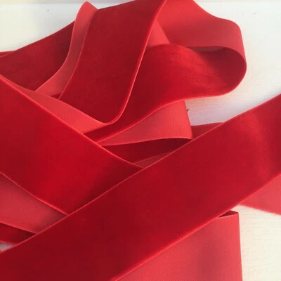 Red Velvet Ribbon Neat Edge Wedding Sewing Easter Craft Christmas 1 Yard - Image 1 of 3