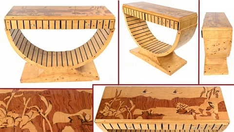 Art Deco Console Table Oggee Inlay Top 1920s Furniture Cover