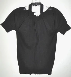Ve Vinice Negro Mangas Cortas Halter Top Lino Suéter Talla Mediana Usado en Excelente Condición - Imagen 1 de 4