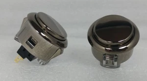 Japan Sanwa Metallic Gun Metal Button x 2 pieces OBSJ-30-GM Video Arcade Parts - Picture 1 of 6