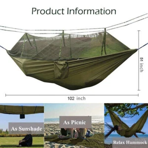 2 Person Travel Outdoor Hammock Camping Swing Hanging Bed With Mosquito Net - Picture 1 of 23