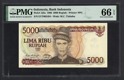 Indonesia 5000 Rupiah 1986 P125a Uncirculated Grade 66 - Image 1 of 2