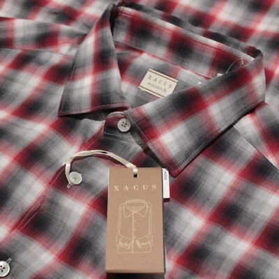 Xacus NWT Casual Button Down Shirt Size 16.5 42 L US In Red With Gray & Black - Image 1 of 4