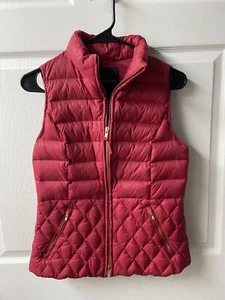 Talbots Puffer Vest Petites Small Red Down Zip Up Pockets Outdoors - Picture 1 of 7