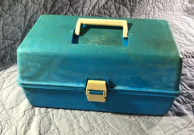 Caja de aparejos aventurero vintage plástico azul 1299-6 VACÍA USADA Foto 1 de 4