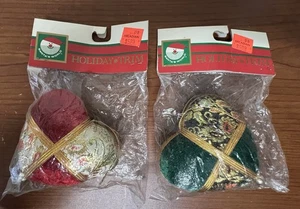 Juego de 2 adornos navideños vintage de terciopelo con adornos metálicos Kurt Adler NOS - Imagen 1 de 6