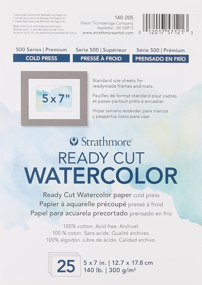Strathmore Ready Cut Watercolor Cold Press Paper 5 X 7 Inches 25 Sheets