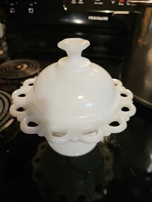 Plato de caramelo de vidrio con leche Anchor Hocking con tapa vintage años 70 Foto 1 de 4