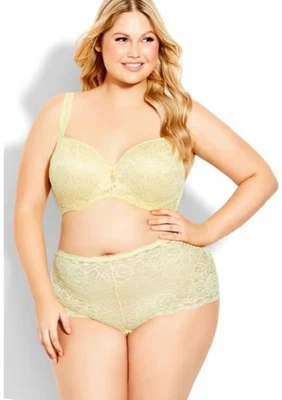 Calzoncillo descarado Avenue Body encaje, amarillo irlandés, talla 26/28, NUEVO Foto 1 de 4