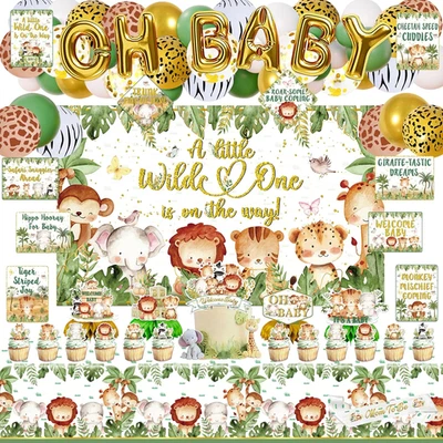 Safari Baby Shower Decorations, Jungle Animal Theme Party Decorations Supplies f - Image 1 of 4