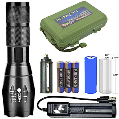 Rechargeable XML-T6 LED Tactical Bright Flashlight Set Complete Kit Battery Case