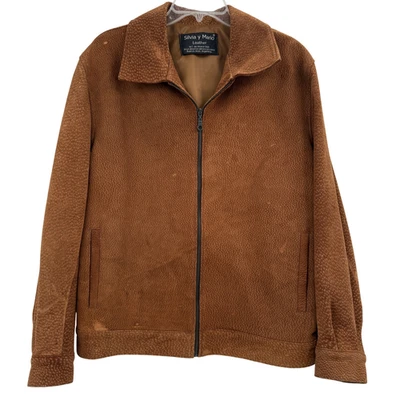 Chaqueta de Cuero Silvia y Mario Para Hombre Grande Marrón Texturizada Cremallera Completa Forrada Argentina Foto 1 de 4