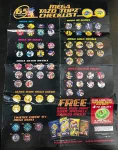 Beyblade Mega Topz Tazos | Series 2 Official Checklist Poster | Damaged - Picture 1 of 5