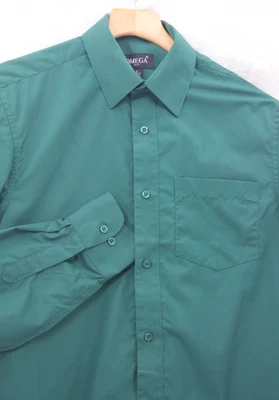 Camisa de vestir Omega Italia clásica de calce regular manga larga lisa con botones para hombre S Foto 1 de 4