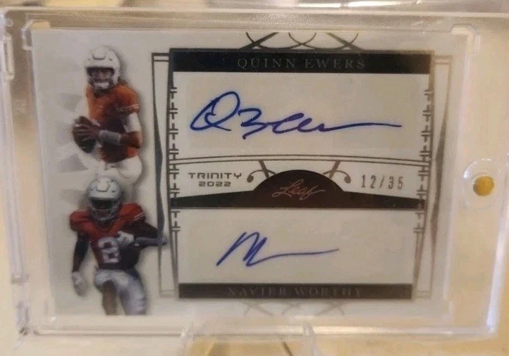 2022 LEAF TRINITY QUINN EWERS/XAVIER WORTHY ROOKIE/RC 2X-AUTO #12/35 - Image 1 of 3