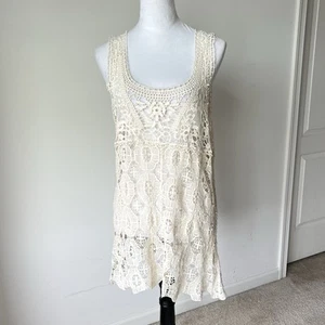 PINS & NEEDLES Sleeveless Ivory Crochet Lace Tunic Cover Up—SZ. Large - Picture 1 of 12