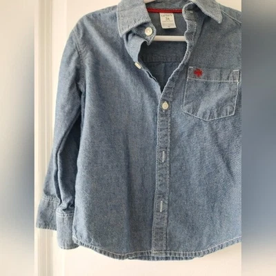 Camisa Carters Niños Pequeños 3T Denim Cambray Abotonada Manga Larga Bordada Foto 1 de 4