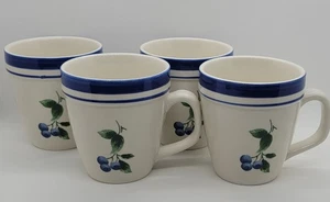 Set of 4 LL Bean BLUEBERRY 12 oz, 4" Mugs, Excellent Condition - Picture 1 of 6