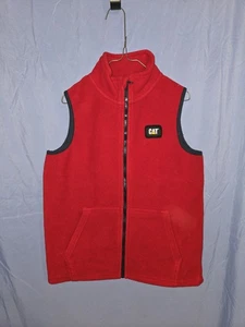 CAT Boy's Caterpillar Red Sleeveless Fleece Vest - Size Medium (10/12) - Picture 1 of 4