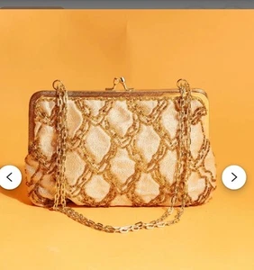 goldene Pailletten Clutch Handtasche - Bild 1 von 10