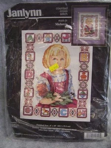 VTG "Melanie"Counted Cross Stitch Kit NIP Janlynn Blonde Girl Doll 8X10 Sampler - Picture 1 of 1