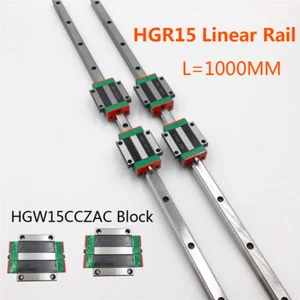 15mm Linear Rail Guide HGR15 L1000MM Guideway+Flange Rail Block HGW15CC CNC Kit - Picture 1 of 12