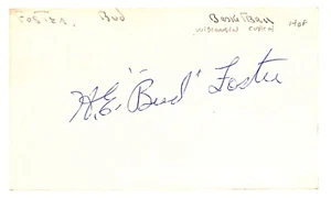 Harold "Bud" Foster Autographed Index Card 3x5 Wisconsin HOFer - Picture 1 of 2