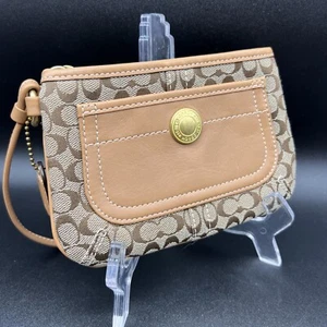 Coach Signature Canvas hellbraun hellbraun Leder Handgelenktasche - Bild 1 von 9