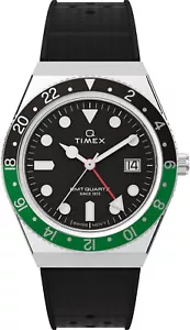 Timex TW2W57500 Q TIMEX GMT 38mm silber grün schwarz Herren Uhr NEU - Bild 1 von 9