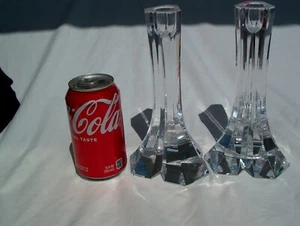 CRYSTAL CANDLE HOLDERS PAIR MILLER ROGASKA - Picture 1 of 5