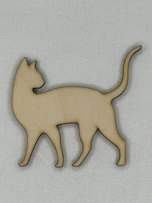 Custom Laser Cut Unfinished Cat Kitten Shape Wood Craft Cutout - Image 1 of 2