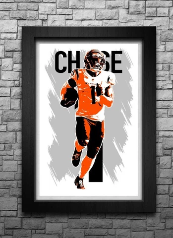 JA'MARR CHASE art print/poster CINCINNATI BENGALS FREE S&H! JERSEY Cover