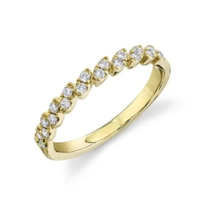 Womens 14K Yellow Gold Diamond Marquise Wedding Band Ring Round Cut 0.24CT SZ 7 - Picture 1 of 3
