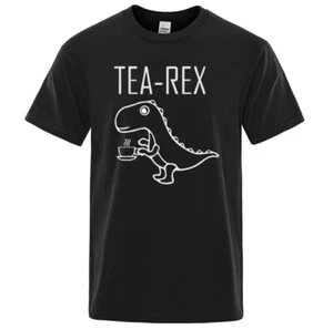 Funny Minimalistic Graphic Design Casual Tea-Rex Dinosaur Cotton T-shirt Small - Picture 1 of 5