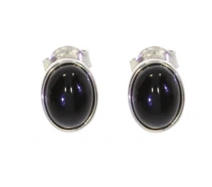 Pendientes De Perno De Piedra Ónix Cabochón Ovalado De Plata 925 Rodinada - Imagen 1 de 1