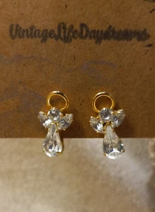 Vintage Engel Clip Ons goldfarben mit Kristall Strass Gebraucht 90er Jahre Ohrringe  - Bild 1 von 7