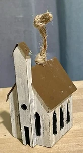ORNAMENTO NATALIZIO CHIESA RUSTICO PRIMITIVO LEGNO E METALLO ARRUGGINITO! - Foto 1 di 4