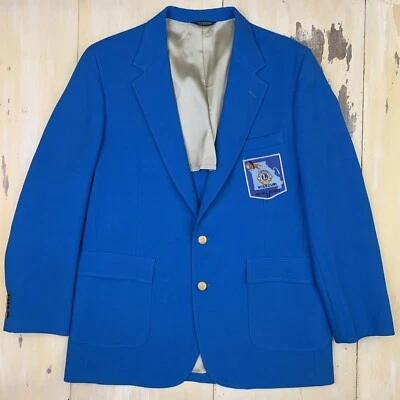 KUPPENHEIMER - Vtg Blue Lions Club 2-Button Blazer Sport Coat, Mens 46 REG - Image 1 of 4