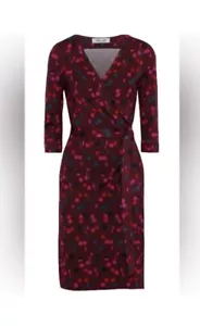 Diane Von Furstenberg DVF New Julian Two Silk Wrap Dress Polka Dot Red Pink 8 - Picture 1 of 5