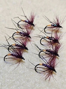 8 UV Claret Hopper Forellenfliegen ohne Widerhaken Größe 14 Small - Bild 1 von 3