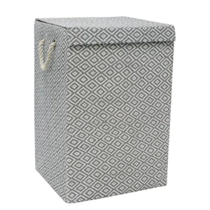 JVL Argyle Rectangular Foldable Paper Lidded Storage Laundry Clothes Basket - Picture 1 of 9