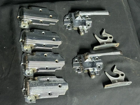 Vtg Art Deco Design Ice Box Hardware Hinges, Latches Spring Loaded Antique Cover