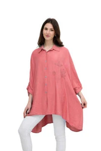 Damen italienisches Lagenlook Oversize Longshirt mit Stickerei Detail ausgestellt locker - Bild 1 von 11