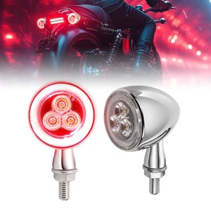 Par de luces de circulación de freno de señal de giro LED cromadas para motocicleta Harley - Imagen 1 de 16