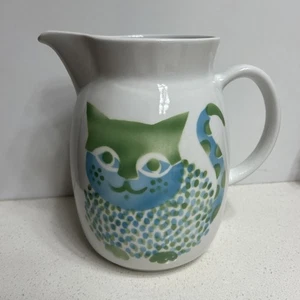 Jarra grande Arabia Finland Midcentury azul verde gato Kissa Kaj Franck MCM - Imagen 1 de 6