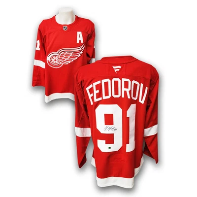 Sergei Fedorov Autographed Detroit Red Wings Fanatics Premium Jersey - Image 1 of 3