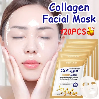X 120 Anti-Wrinkle Collagen Face Mask Moisturizing Anti Aging Repair Brightening - Image 1 of 4